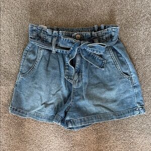 American Eagle Outfitters Blue Tie-Front Jean Shorts
